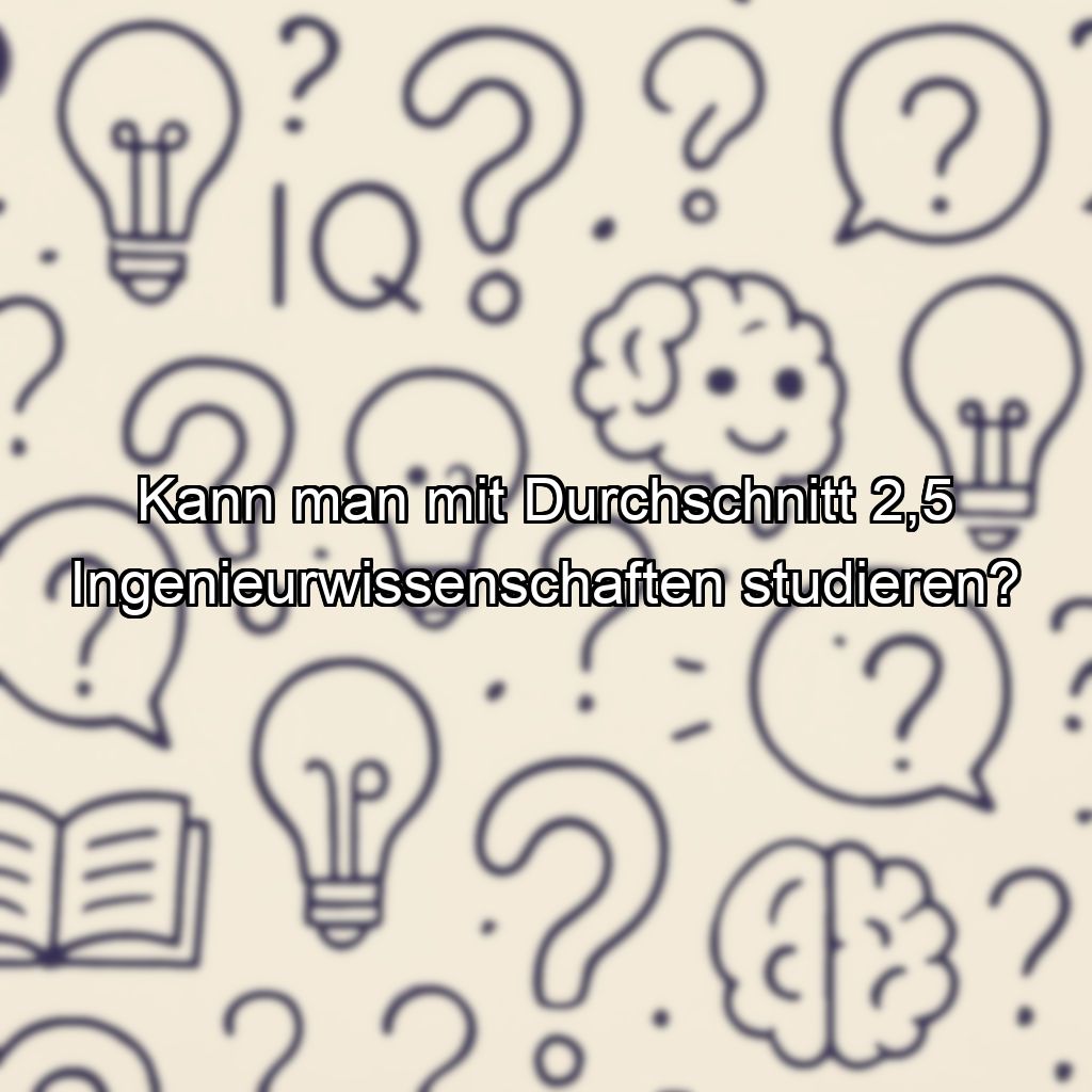 Kann man mit Durchschnitt 2,5 Ingenieurwissenschaften studieren?