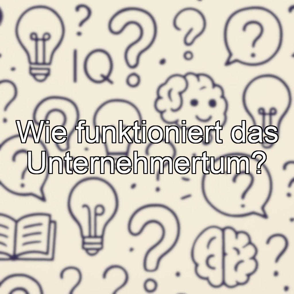 Wie funktioniert das Unternehmertum?