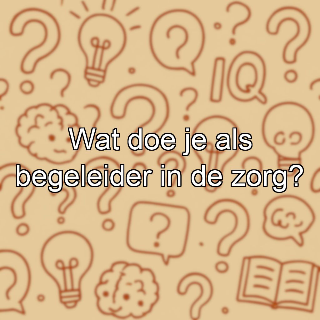 Wat doe je als begeleider in de zorg?
