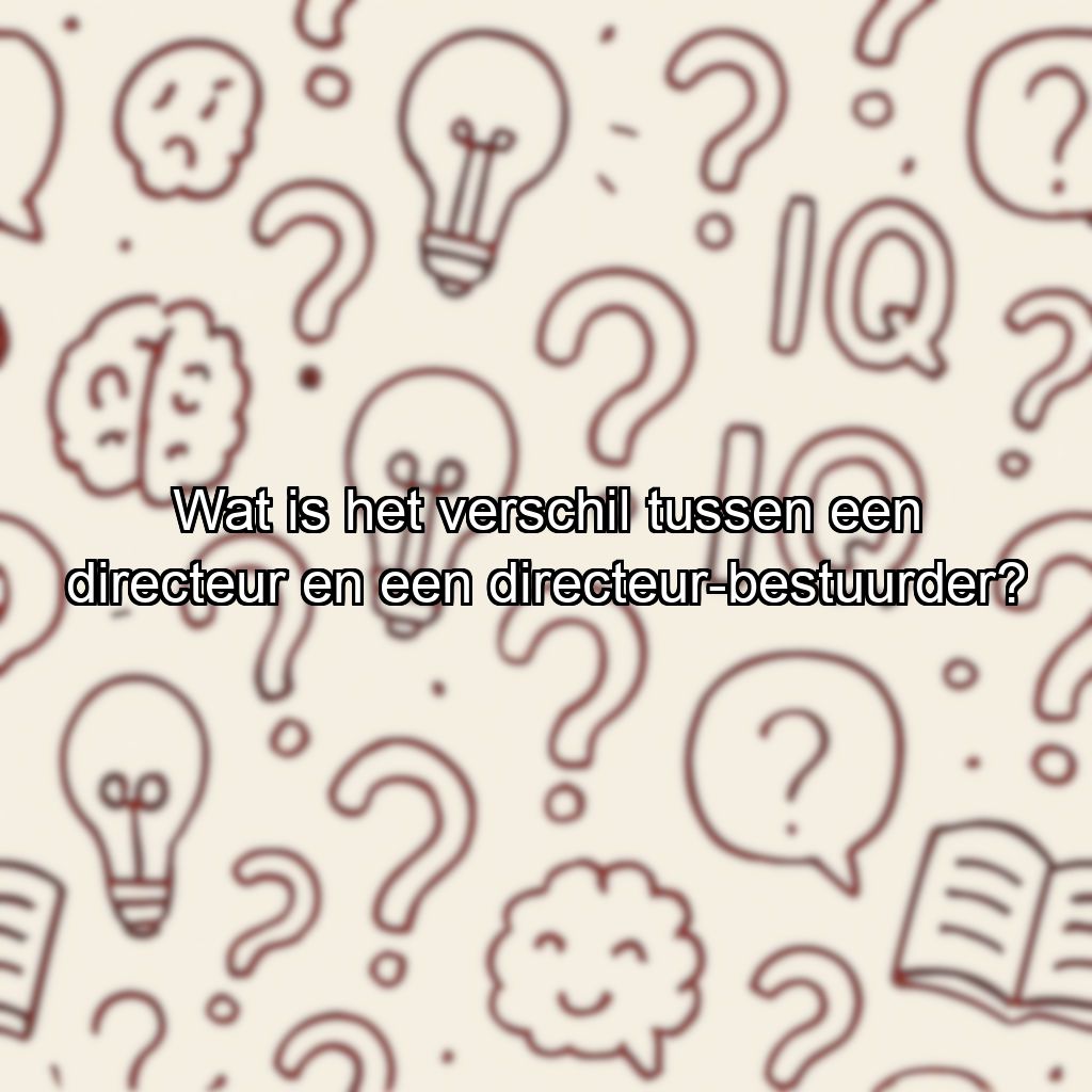 Wat is het verschil tussen een directeur en een directeur-bestuurder?