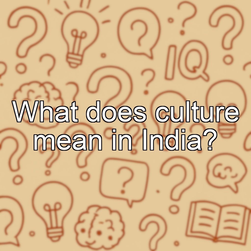 What does culture mean in India?