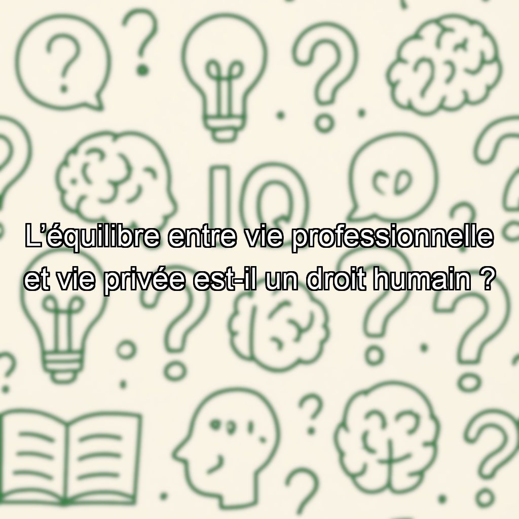 L’équilibre entre vie professionnelle et vie privée est-il un droit humain ?