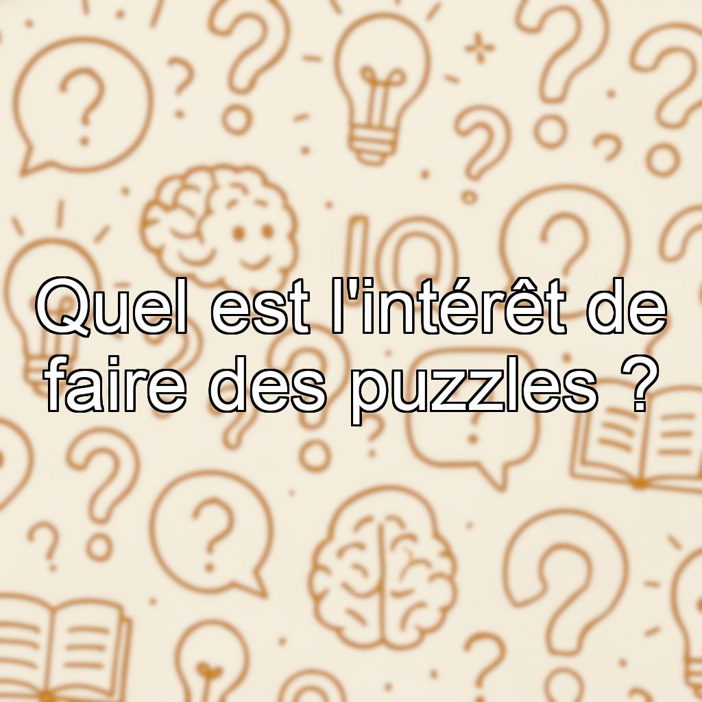Quel est l'intérêt de faire des puzzles ?