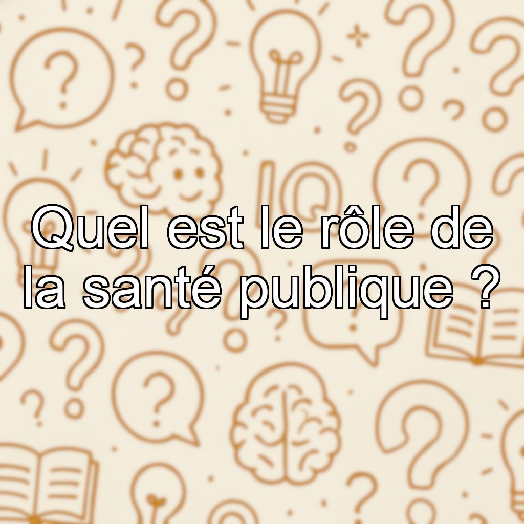Quel est le rôle de la santé publique ?