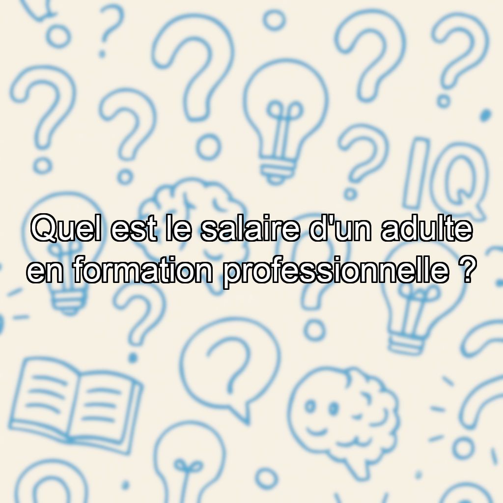 Quel est le salaire d'un adulte en formation professionnelle ?