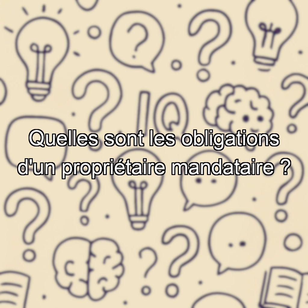 Quelles sont les obligations d'un propriétaire mandataire ?