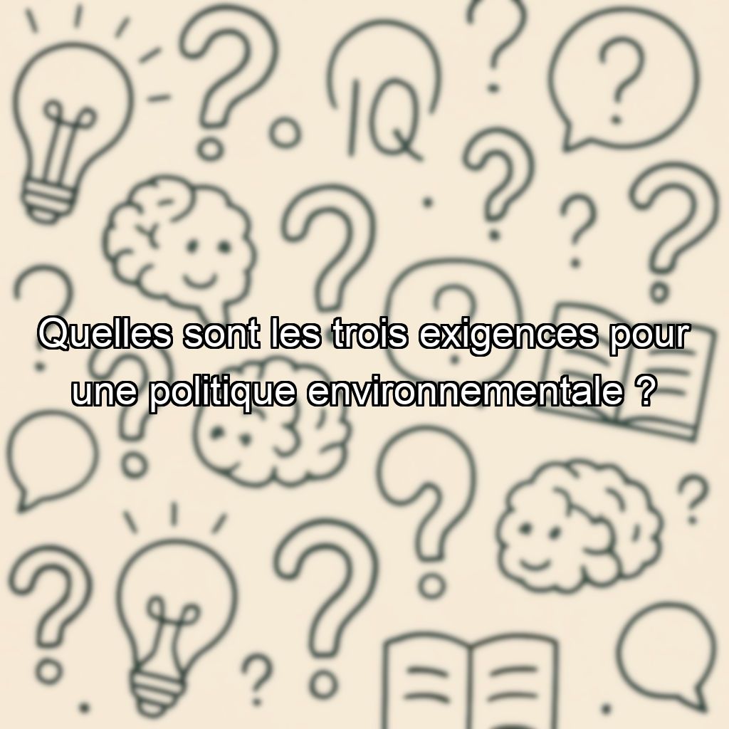 Quelles sont les trois exigences pour une politique environnementale ?