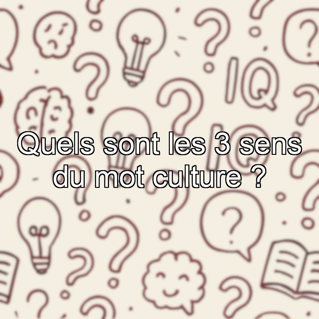 Quels sont les 3 sens du mot culture ?