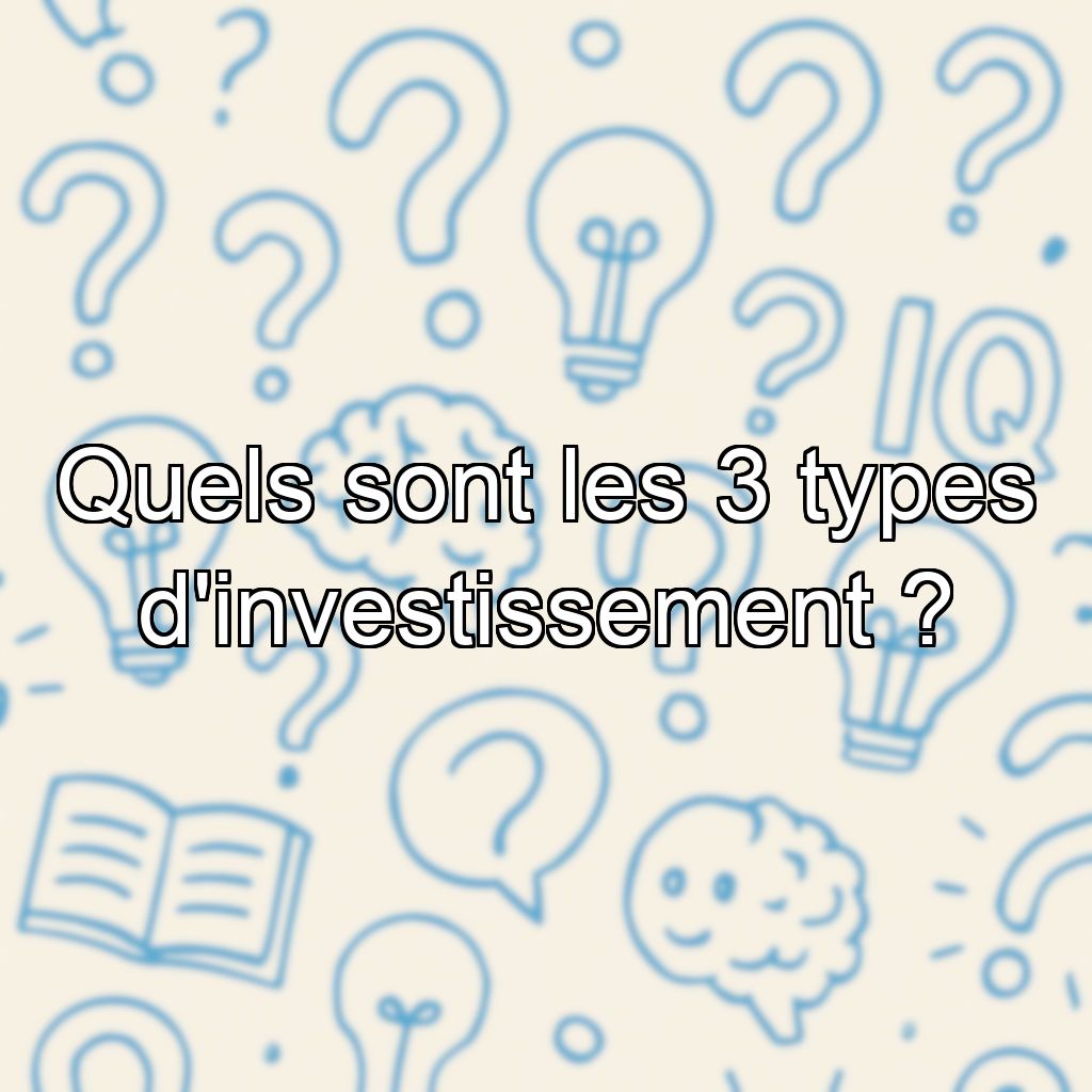 Quels sont les 3 types d'investissement ?
