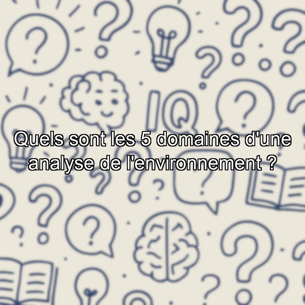 Quels sont les 5 domaines d'une analyse de l'environnement ?