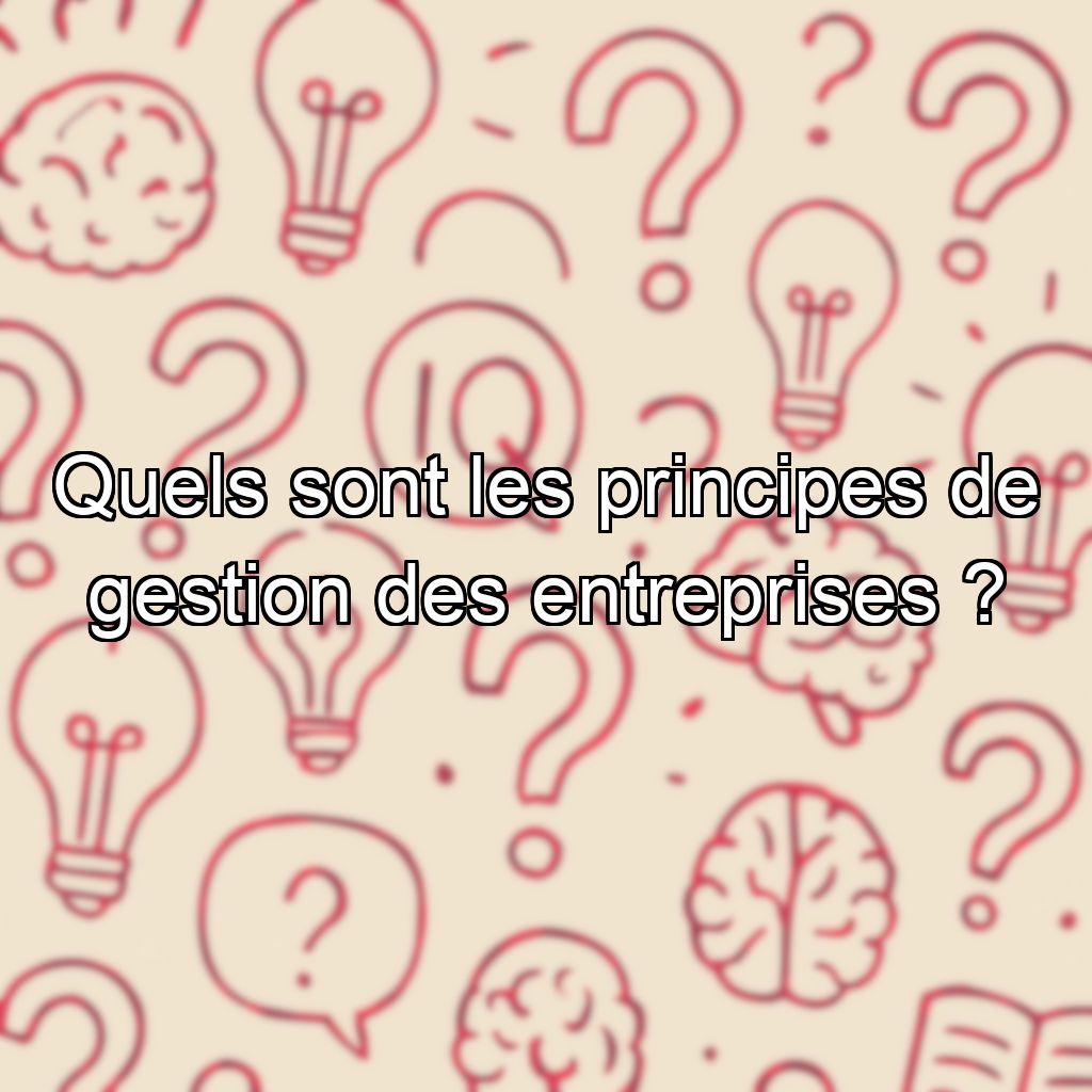 Quels sont les principes de gestion des entreprises ?