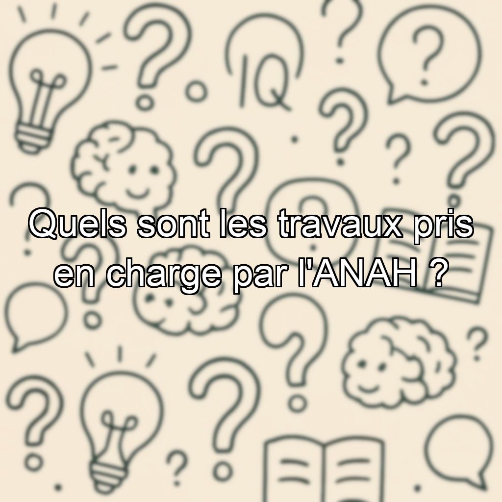 Quels sont les travaux pris en charge par l'ANAH ?