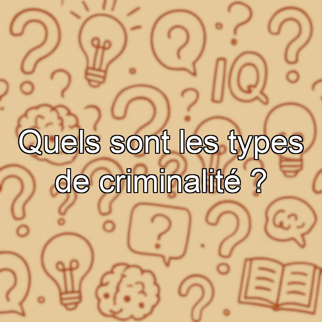 Quels sont les types de criminalité ?
