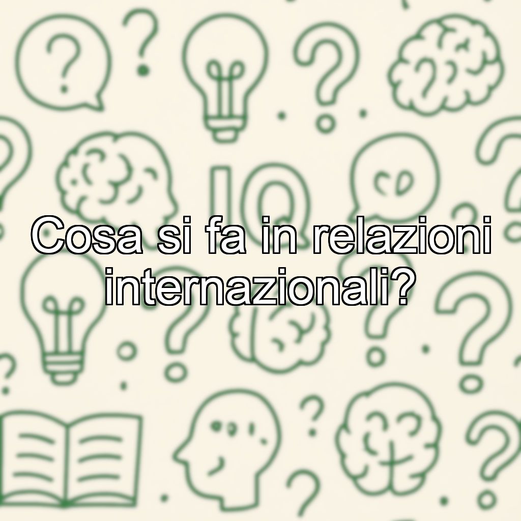 Cosa si fa in relazioni internazionali?