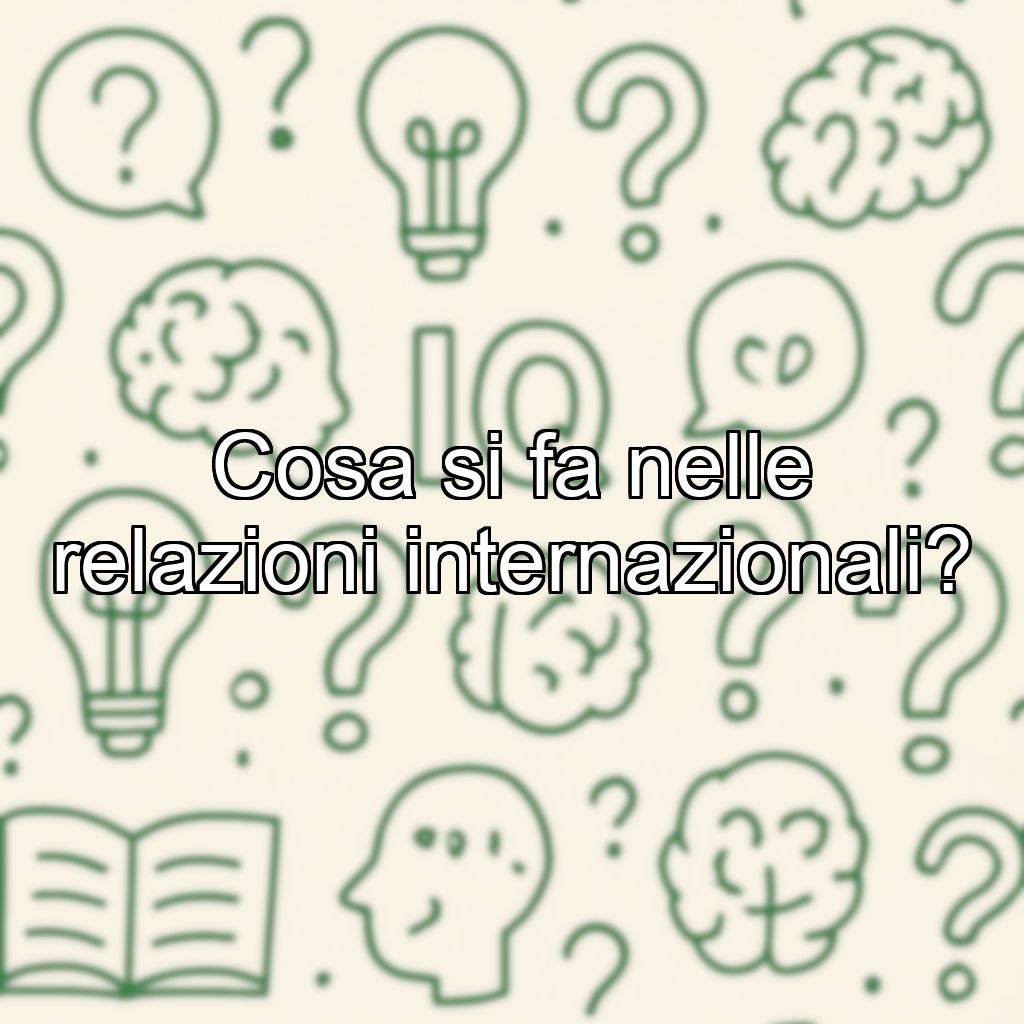 Cosa si fa nelle relazioni internazionali?
