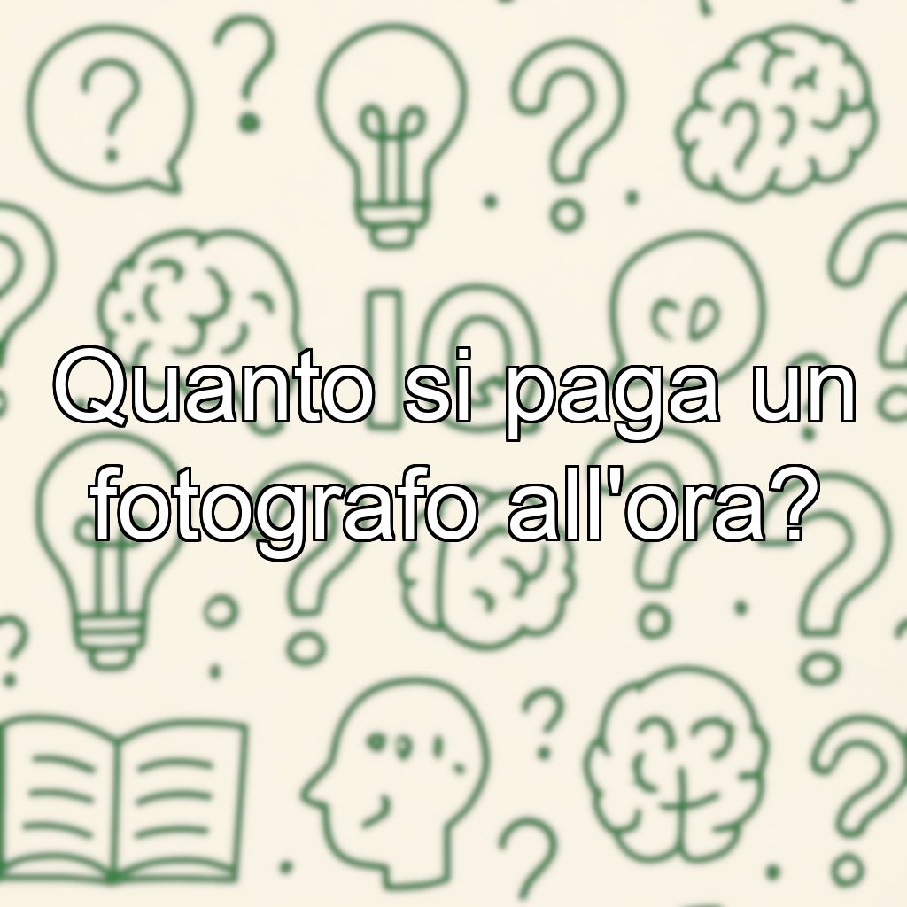 Quanto si paga un fotografo all'ora?