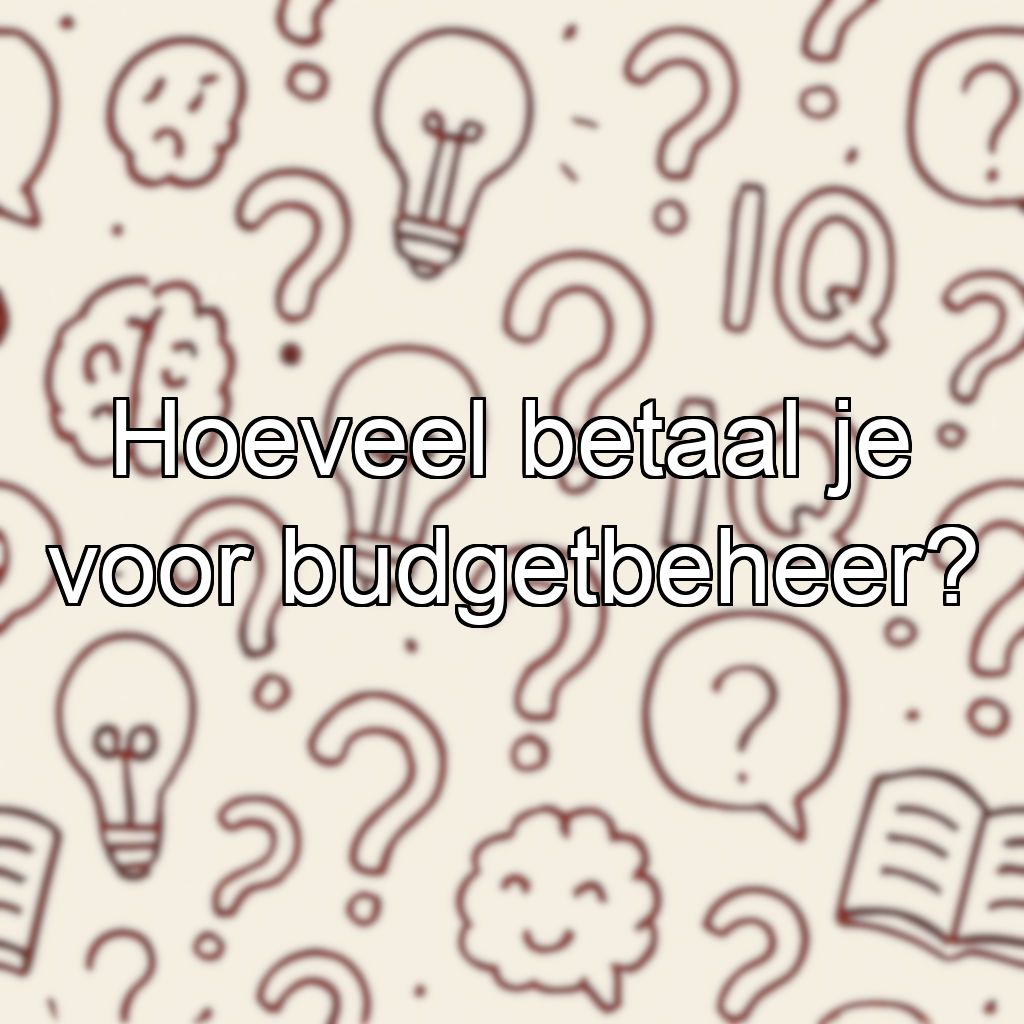 Hoeveel betaal je voor budgetbeheer?