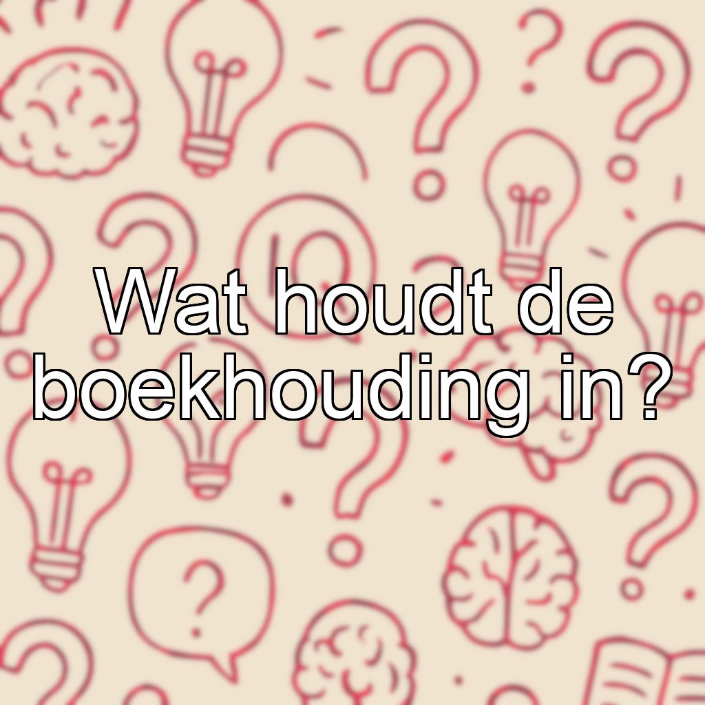 Wat houdt de boekhouding in?