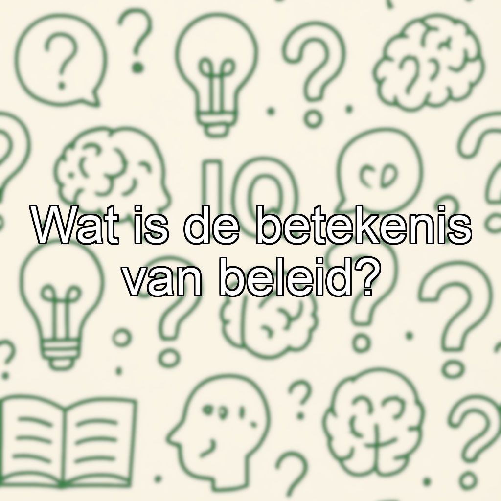 Wat is de betekenis van beleid?