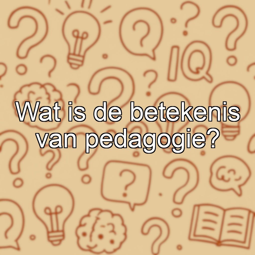 Wat is de betekenis van pedagogie?