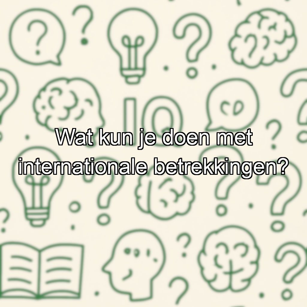 Wat kun je doen met internationale betrekkingen?