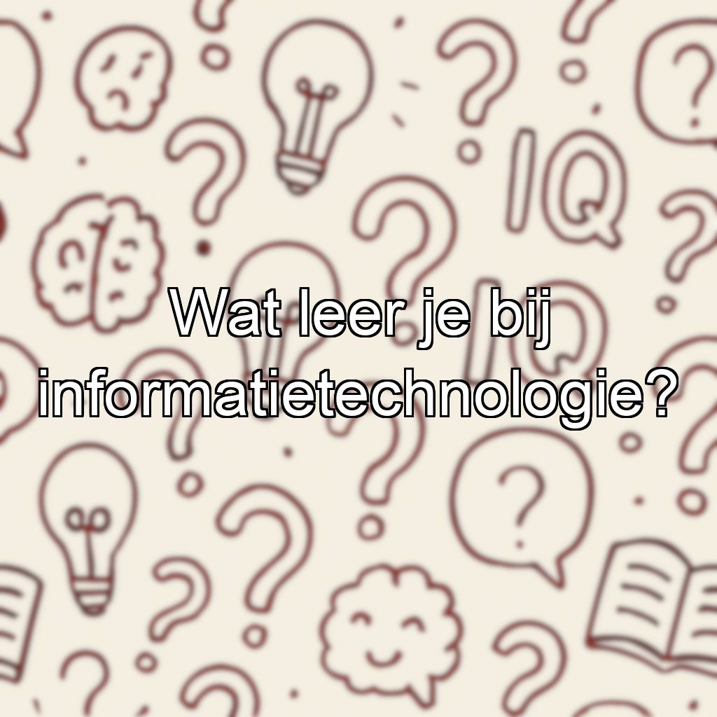 Wat leer je bij informatietechnologie?