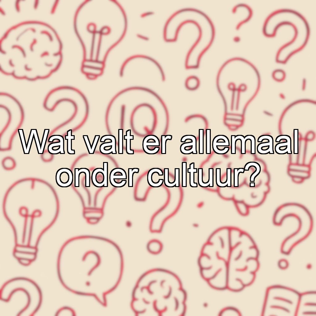 Wat valt er allemaal onder cultuur?