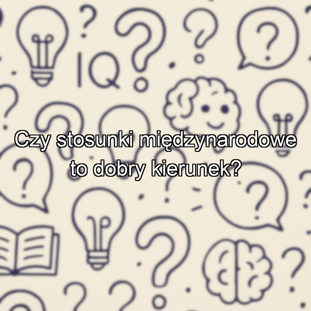 Czy stosunki międzynarodowe to dobry kierunek?