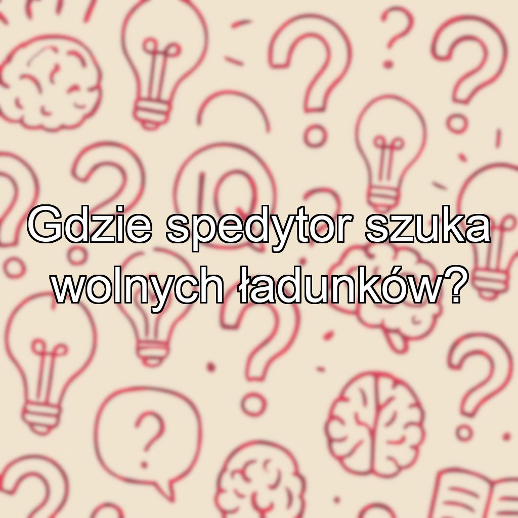 Gdzie spedytor szuka wolnych ładunków?