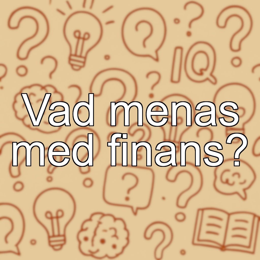 Vad menas med finans?