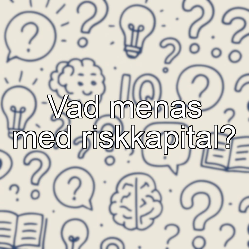 Vad menas med riskkapital?