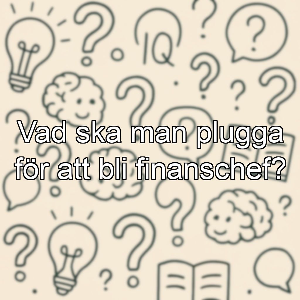 Vad ska man plugga för att bli finanschef?