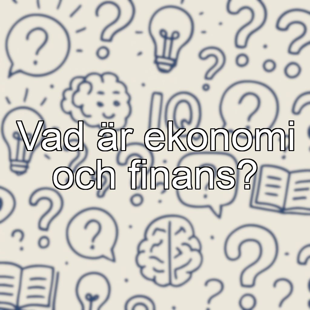 Vad är ekonomi och finans?